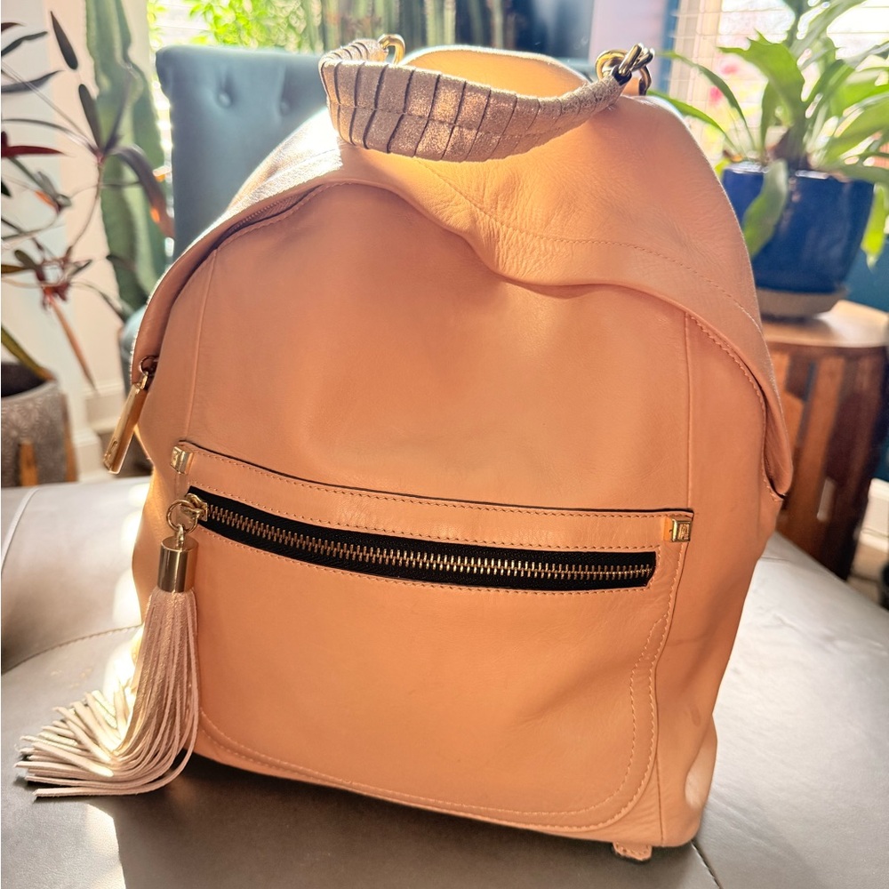 Elegant Tan Leather Backpack